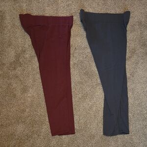 Womens Burgundy and Gray Leggings